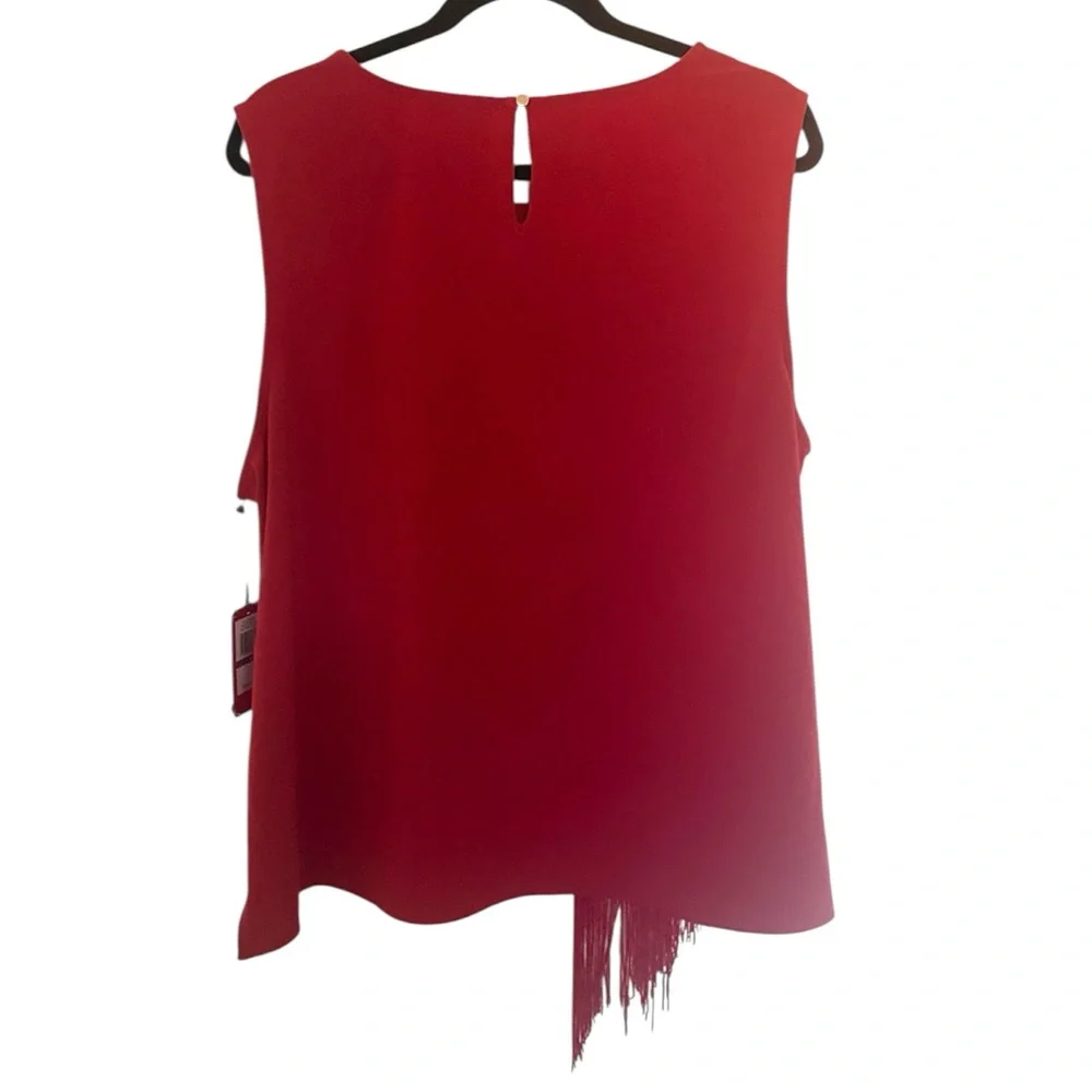 Vince Camuto top with asymmetrical fringe hem, dark rose color , size XXL